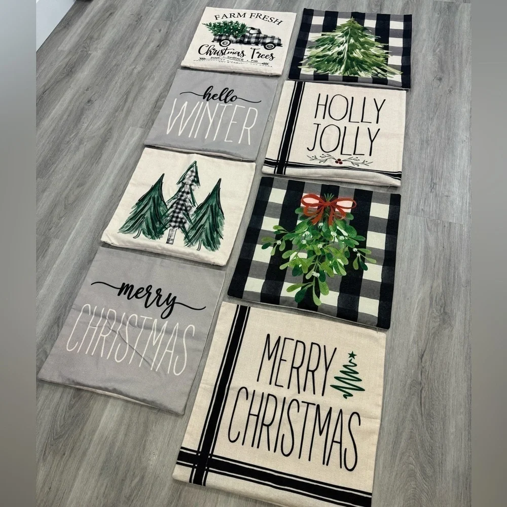 Christmas Decorative Pillow Covers 8 Count